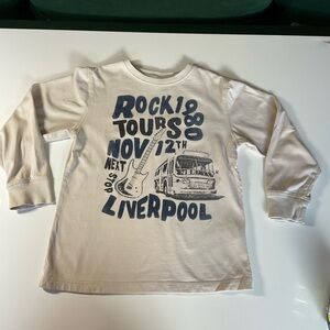Gymboree Cream and Blue Long Sleeve Tee Rock & Roll Size 7 Kids